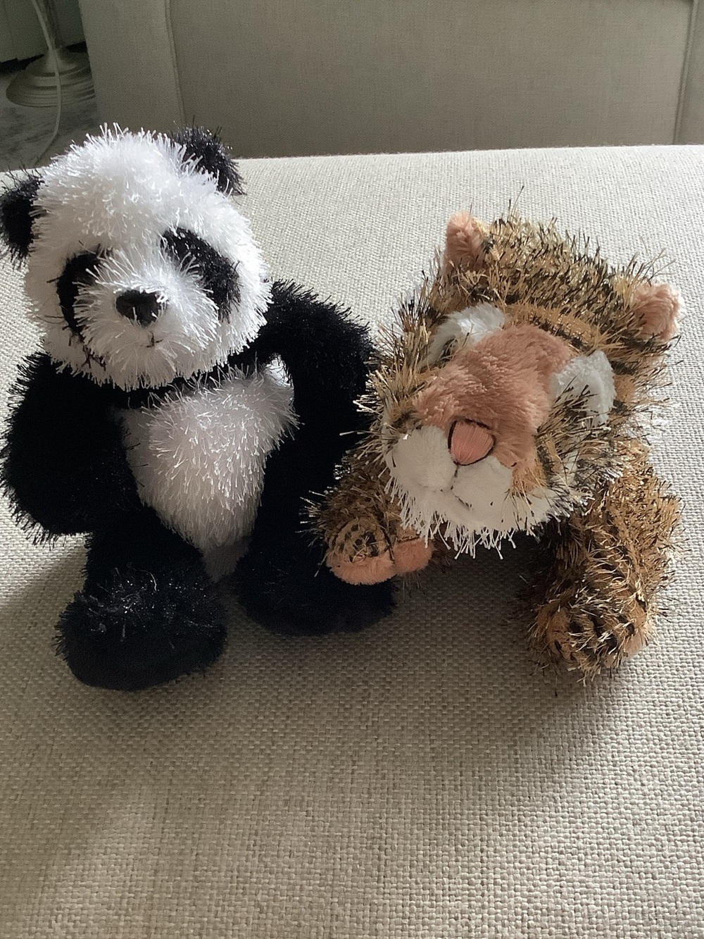GANZ Black & White Plush Panda and Brown Tiger Small Pet Toys